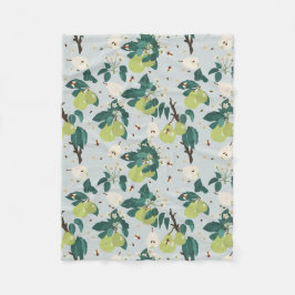 Päron och bin i en botanisk Blommigt Garden Kitche Fleecefilt