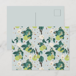 Päron och bin i en botanisk Blommigt Helg Vykort