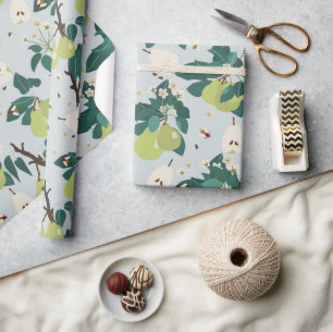 Päron och bin i en botanisk Blommigt Presentpapper