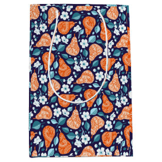 Päron och Blommar i Orange och blått