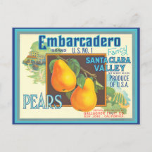 Päron Vintage Scenisk Etikett Konst Postkort