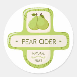 Päronciderflasketikett Runt Klistermärke