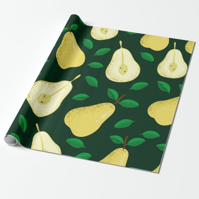 Päronfrukter, sömlösa mönster presentpapper (Utrullad)