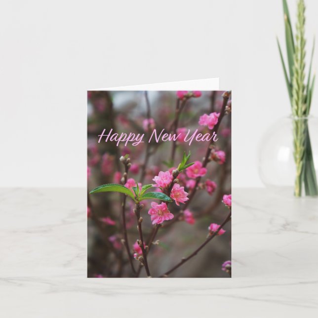 Pärons Blomma Hoa Đào Gott Nytt År Xuan At Ty Kort (Framsida)