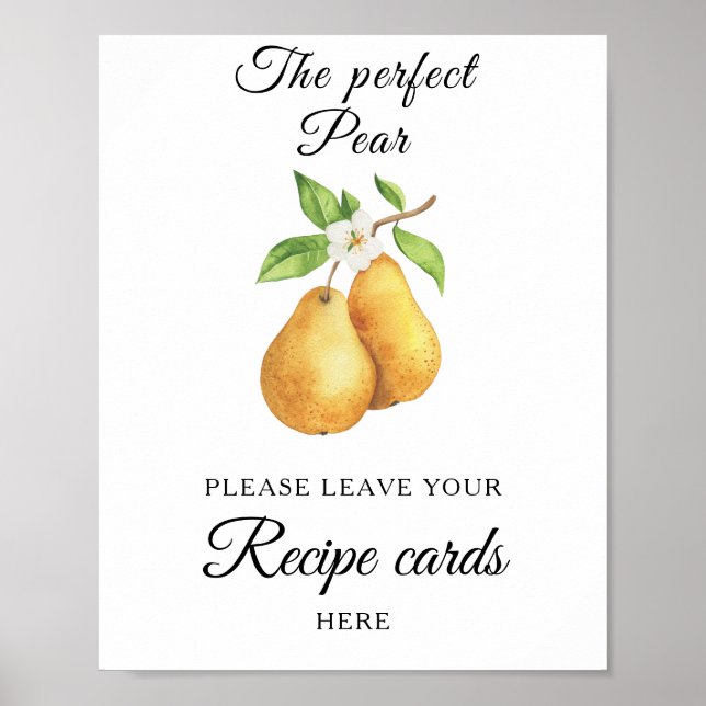 Pärons bröllopsdusch Ditt receptkort här Poster (Framsidan)