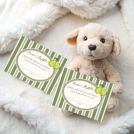 Päronsalvia grön retro baby shower blöja lotteri tilläggskort