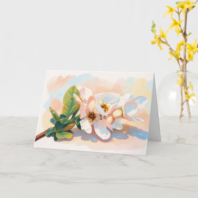 Päronsk Blomster Pastell Konst Notkort Kort (Gul blomma)
