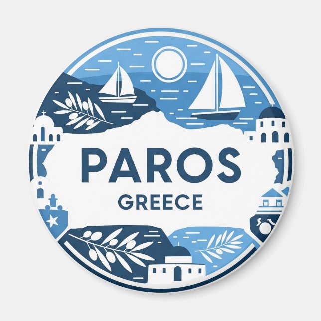 Paros Greece Island Travel Magnet (Framsidan)