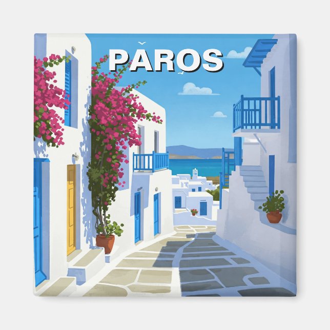 Paros Greece Island Travel Magnet (Framsidan)