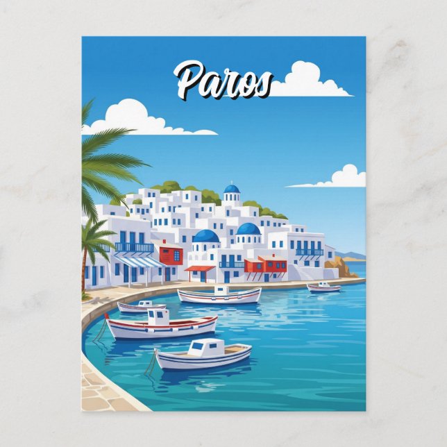 Paros Greece Island Travel Vykort (Framsida)