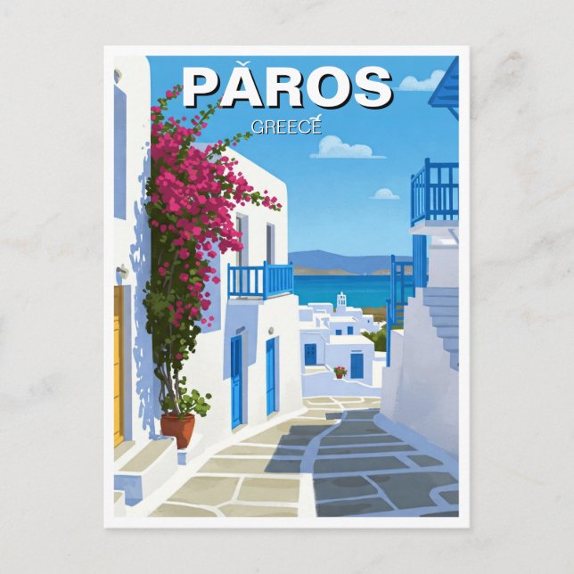 Paros Greece Island Travel Vykort (Framsida)