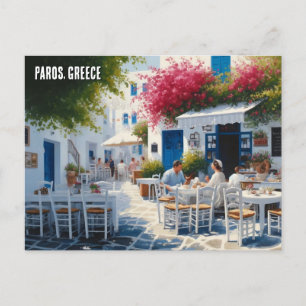 Paros Greece Islands Travel Cafe Vykort