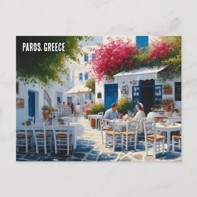 Paros Greece Islands Travel Cafe Vykort (Framsida)