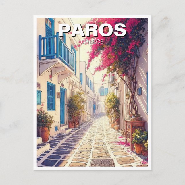 Paros Greece Islands Travel Vykort (Framsida)