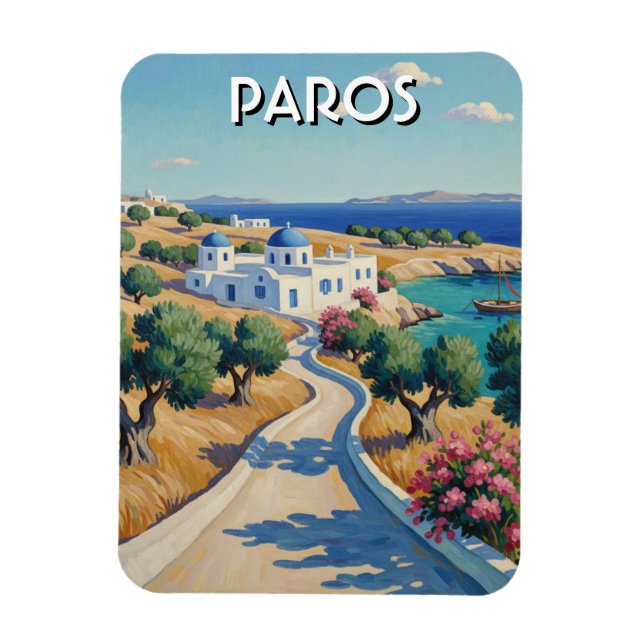 Paros Greece Islands Travel Watercolor  Magnet (Vertikal)