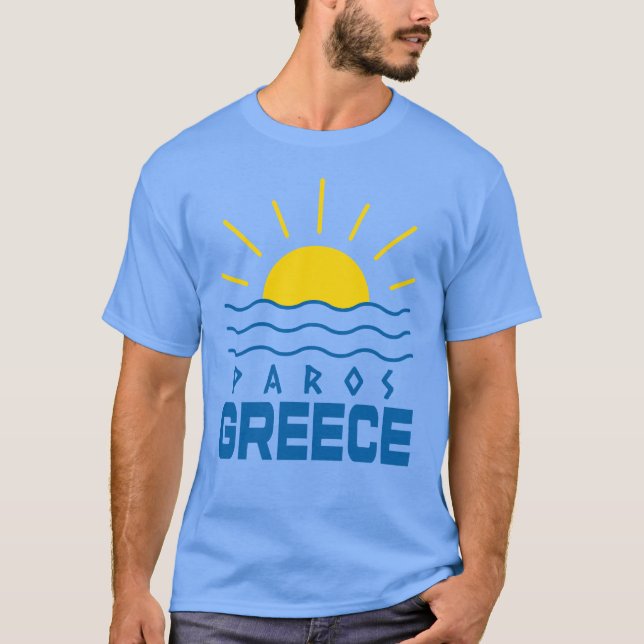 Paros Greece Sunshine and Sea Manar Blue T Shirt (Framsida)