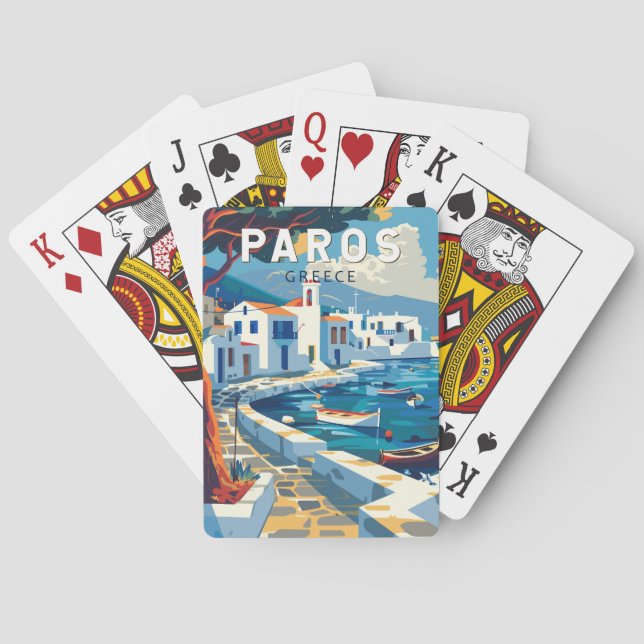 Paros Greece Travel Art Vintage Casinokort (Baksidan)