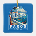 Paros Greece Travel Art Vintage Julgransprydnad Keramik<br><div class="desc">Färgdesign för Paros-reflektor. Paros är en grekisk ö i Egeiska havet som är mest känd för sina stränder och traditionella byar.</div>