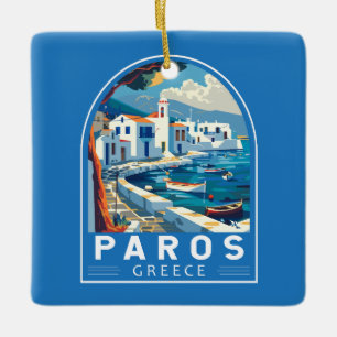 Paros Greece Travel Art Vintage Julgransprydnad Keramik