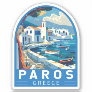 Paros Greece Travel Art Vintage Klistermärken