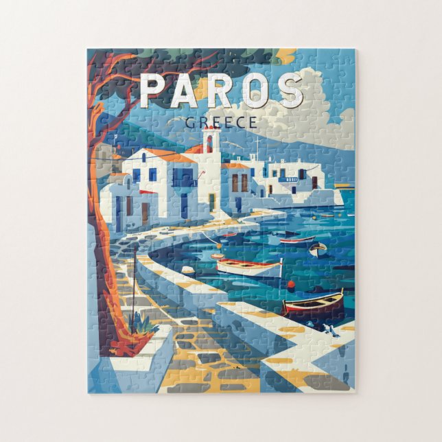 Paros Greece Travel Art Vintage Pussel (Vertikal)