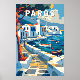 Paros Grekland Resa Konst Vintage Poster