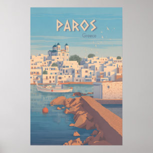 Paros Grekland Resemålning Affisch