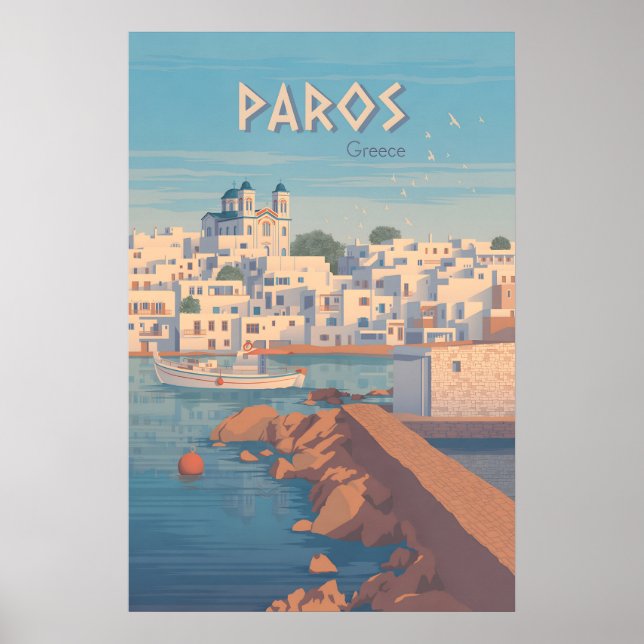 Paros Grekland Resemålning Affisch (Framsidan)