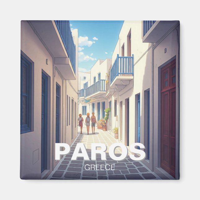 Paros, Grekland vit och blå Magnet (Framsidan)