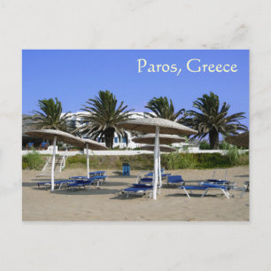 Paros Island, Greece Beach Umbrellas Postcard Vykort
