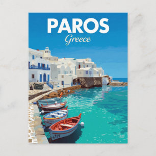Paros Naoussa Hamn Grekiska Kykladerna Vykort