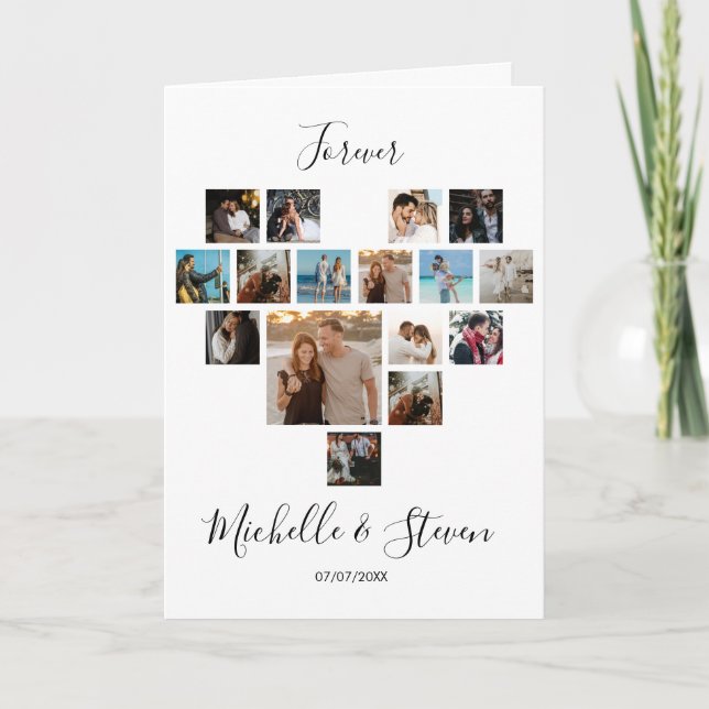 Parpresent på Alla hjärtans dag Hjärtfotocollage Helgkort (Framsida)