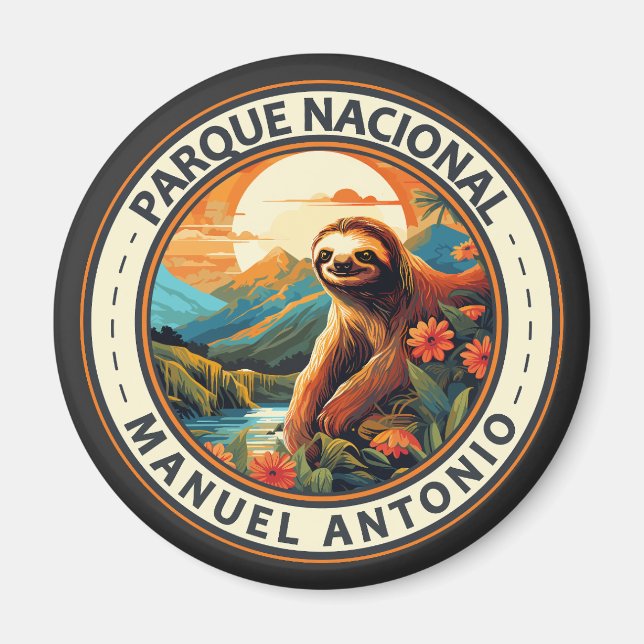 Parque Nacional Manuel Antonio Sloth Travel Art Magnet (Framsidan)