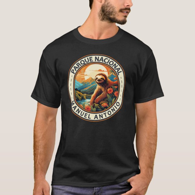Parque Nacional Manuel Antonio Sloth Travel Art T Shirt (Framsida)
