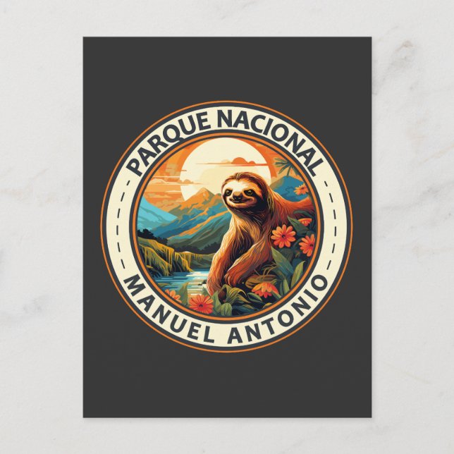 Parque Nacional Manuel Antonio Sloth Travel Art Vykort (Framsida)