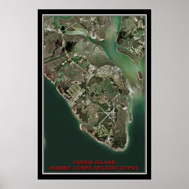 Parris Island South Carolina Satellite Poster Kart (Framsidan)