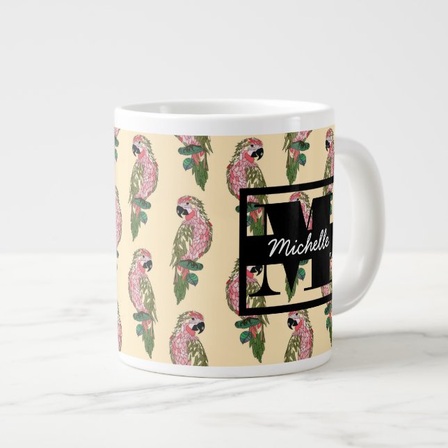 Parroller från Zentangeln Stil| Monogram Jumbo Mugg (Framsida höger)
