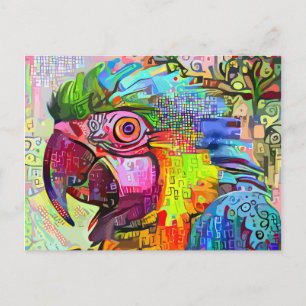 Parrot Abstrakt Impressionist Porträtt Painting Vykort