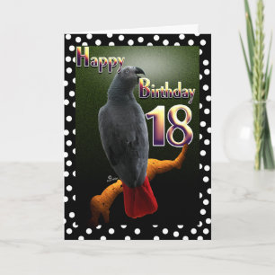 Parrot afrikansk Grått fågelpolka punkt 18 Födelse Kort