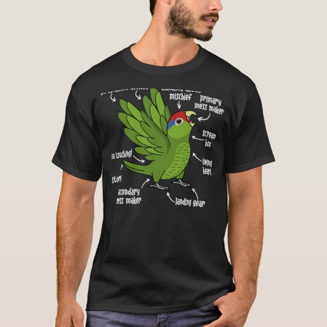 Parrot Anatomi I Mexikanska Röda med Amazon T Shirt (Framsida)