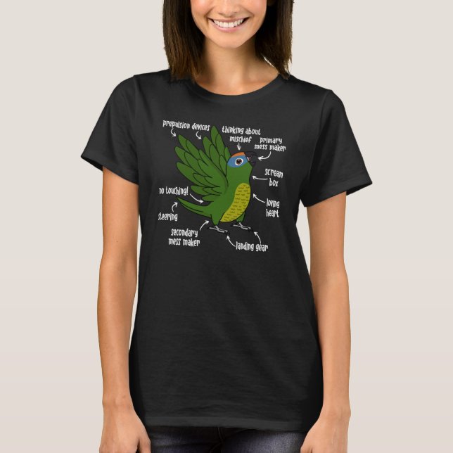 Parrot Anatomi I Persikokontur T Shirt (Framsida)