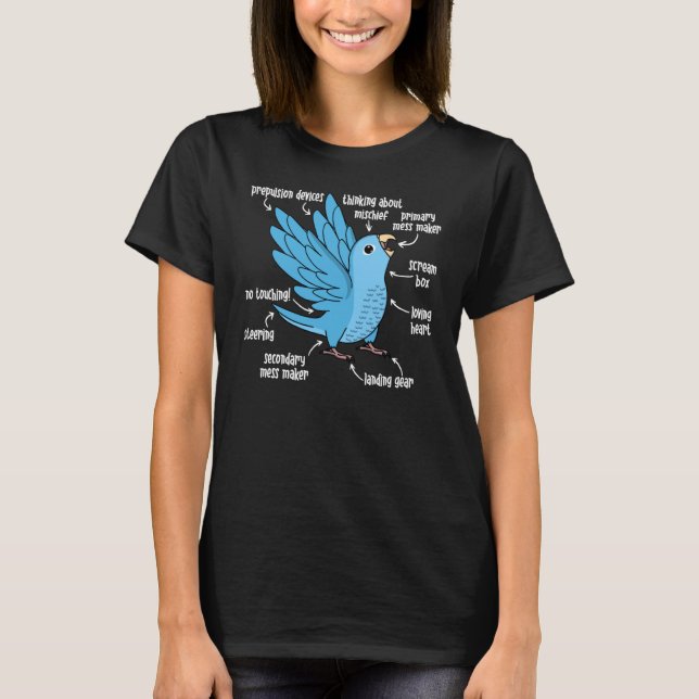 Parrot Anatomy I Blue Parrotlet T Shirt (Framsida)