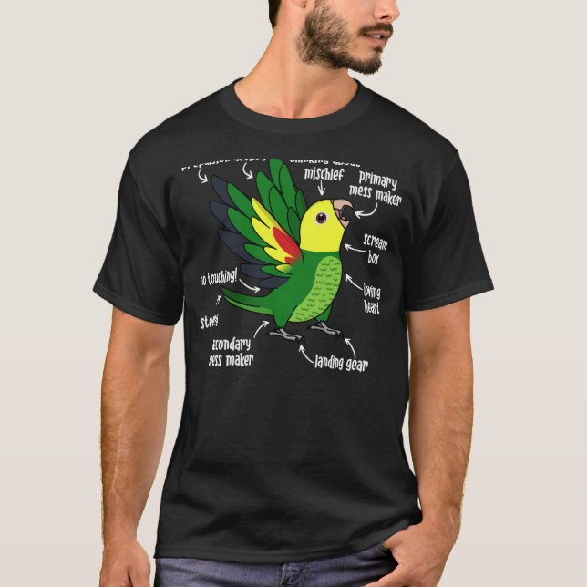 Parrot Anatomy I Dubbla Gult, chef Amazon T Shirt (Framsida)