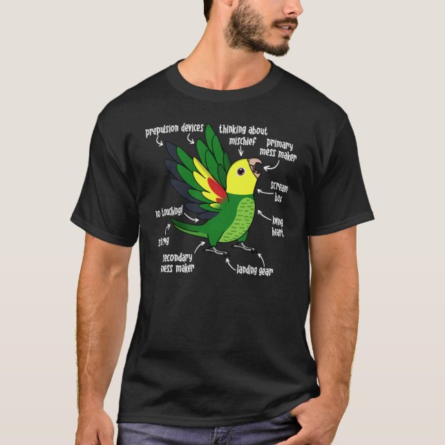 Parrot Anatomy I Dubbla Gult, chef Amazon T Shirt (Framsida)
