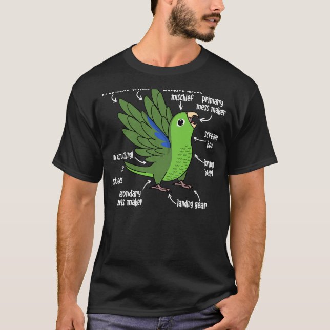 Parrot Anatomy I Grönt Parrotlet T Shirt (Framsida)