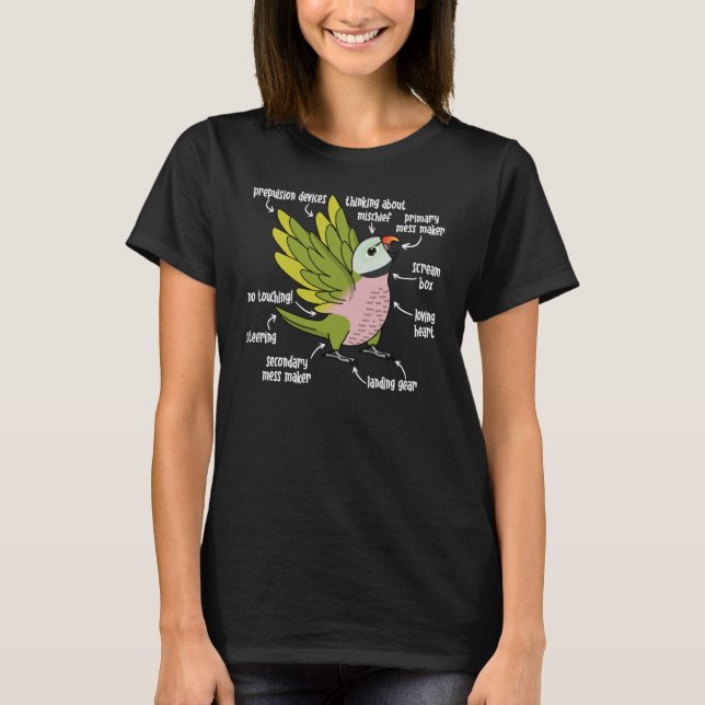 Parrot Anatomy I Mustache Parakeet T Shirt (Framsida)