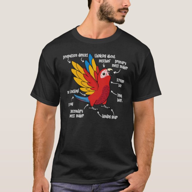 Parrot Anatomy I Scarlet Macaw T Shirt (Framsida)