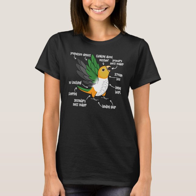 Parrot Anatomy I White bellied Caique T Shirt (Framsida)