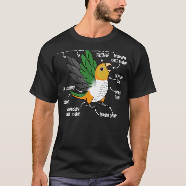Parrot Anatomy I White bellied Caique T Shirt (Framsida)
