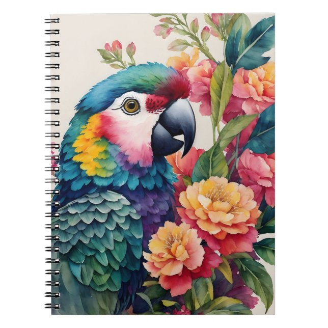 Parrot - anteckningsbok - färgstark Blommigt Art (Framsidan)